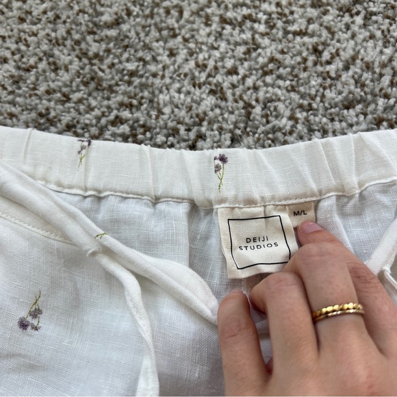 Deiji Studios the raglan set tiny flowers linen M/L - Picture 9 of 12